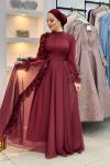 Azize tesettür abiye Bordo