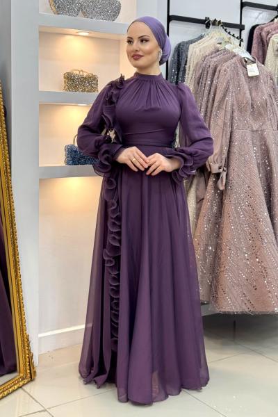 Azize tesettür abiye Mor