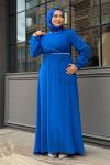 Füsun tesettür abiye Saks Mavisi
