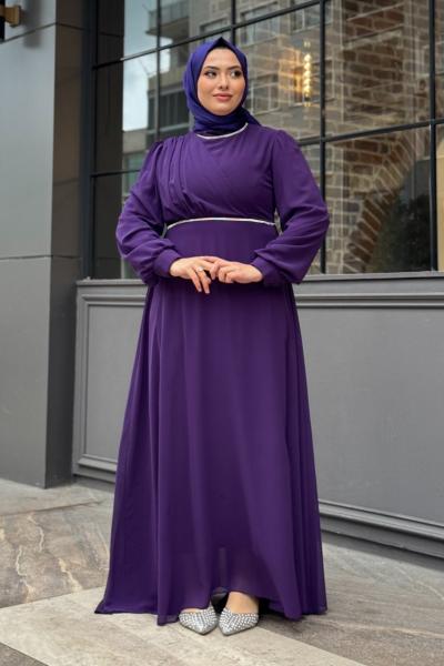 Füsun tesettür abiye Mor
