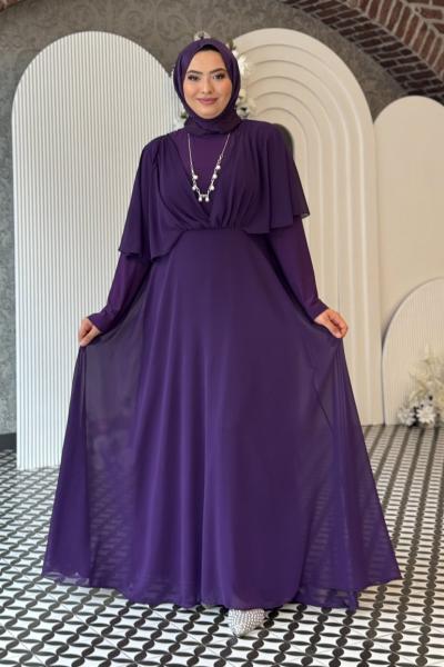 Şule tesettür abiye Mor