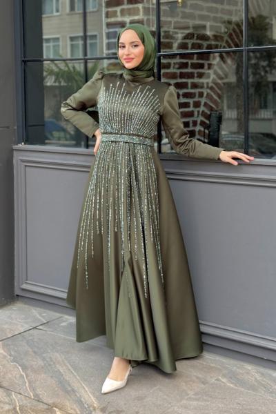 Hatice tesettür abiye Haki