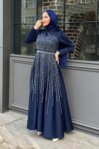 Hatice tesettür abiye Lacivert