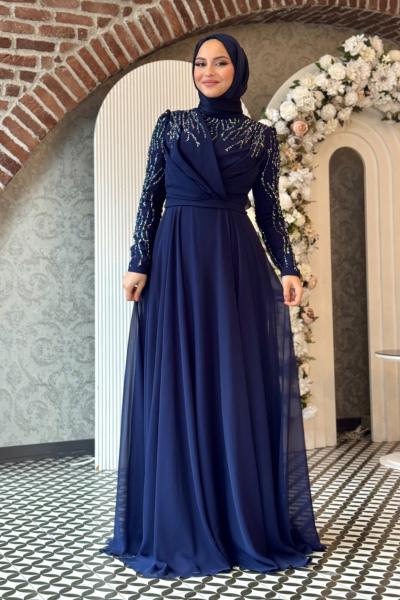 Züleyha tesettür abiye Lacivert