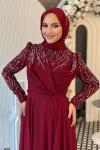 Züleyha tesettür abiye Bordo