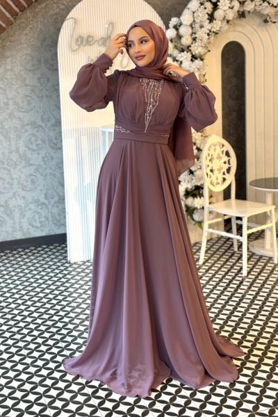 Piraye tesettür abiye Gül Kurusu