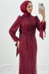 Mihrace tesettür abiye Bordo