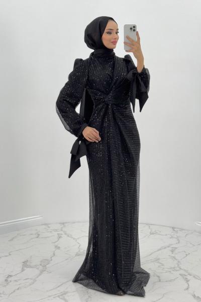 Mihrace tesettür abiye Siyah