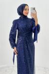 Mihrace tesettür abiye Lacivert