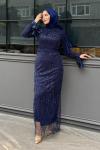 Necla tesettür abiye Lacivert