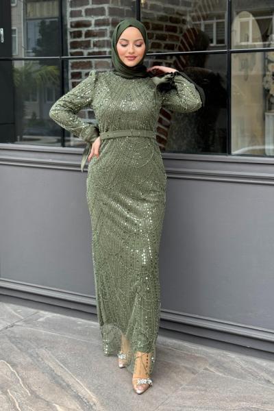 Necla tesettür abiye Haki