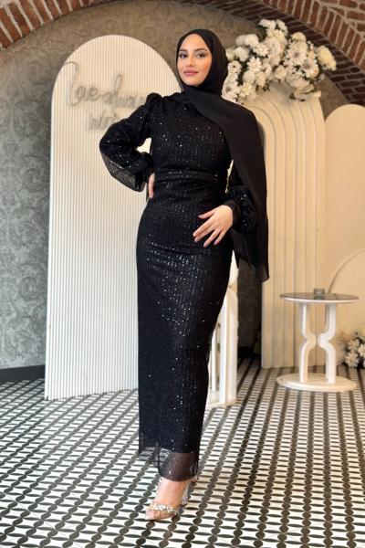 Müge tesettür abiye Siyah