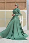Asel tesettür abiye Mint Yeşili