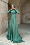 Asel tesettür abiye Mint Yeşili