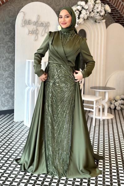 Hasibe tesettür abiye Haki