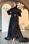 Güzide tesettür abiye Siyah
