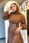 Güzide tesettür abiye Kahverengi