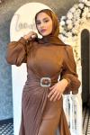 Güzide tesettür abiye Kahverengi