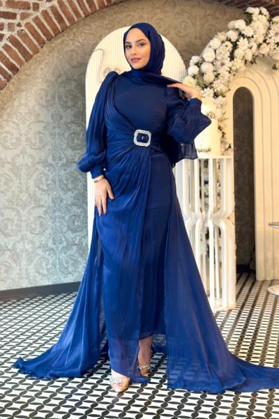 Güzide tesettür abiye Lacivert
