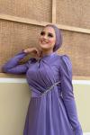 Asel tesettür abiye Lila