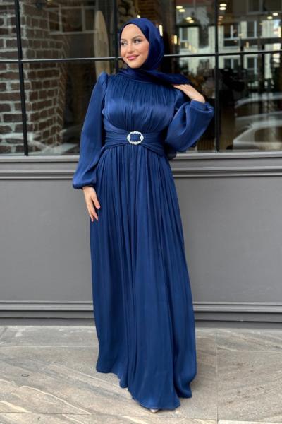 Nedime tesettur abiye Lacivert