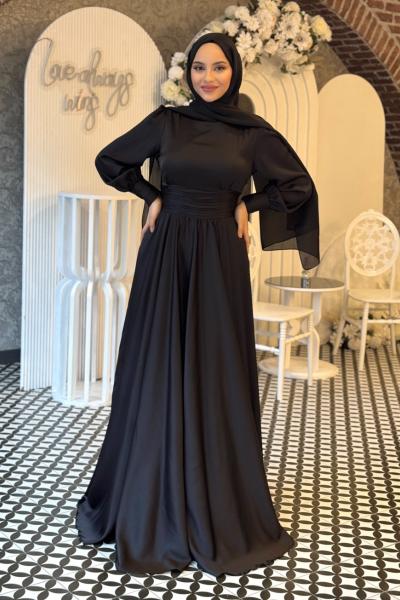 Candan Tesettür Abiye Siyah