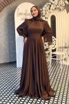 Candan Tesettür Abiye Kahverengi