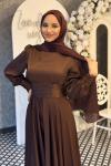 Candan Tesettür Abiye Kahverengi