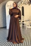 Candan Tesettür Abiye Kahverengi