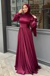 Candan Tesettür Abiye Bordo