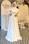 Candan Tesettür Abiye Beyaz