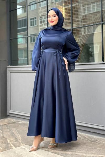 Nazlı Tesettür Elbise Lacivert