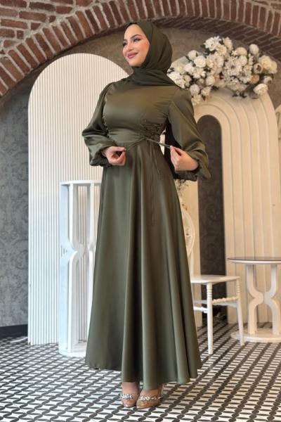 Nazlı Tesettür Elbise Haki