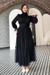 Melisa Tül abiye Siyah