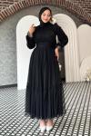 Melisa Tül abiye Siyah