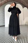 Melisa Tül abiye Siyah