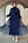 Melisa Tül abiye Lacivert