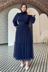 Melisa Tül abiye Lacivert