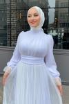 Melisa Tül abiye Beyaz