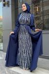 Asude Tesettür Abiye Lacivert