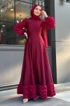 Seda Tesettür Abiye Bordo