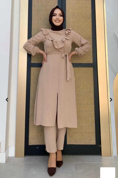 NESLİHAN PANTOLONLU TAKIM Taş Rengi