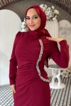 Jale Tesettür Abiye Bordo