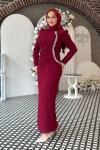 Jale Tesettür Abiye Bordo