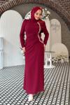 Jale Tesettür Abiye Bordo