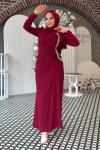 Jale Tesettür Abiye Bordo