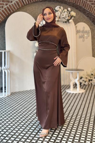 Pınar Tesettür Abiye Kahverengi