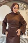 Pınar Tesettür Abiye Kahverengi