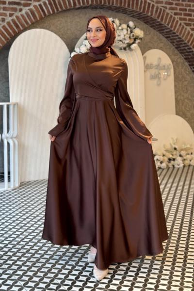 Hadise Tesettür Abiye Kahverengi