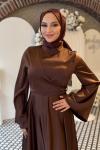Hadise Tesettür Abiye Kahverengi